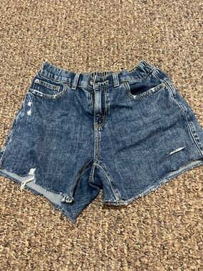 aerie Women's Distressed Dark Blue Denim Shorts
